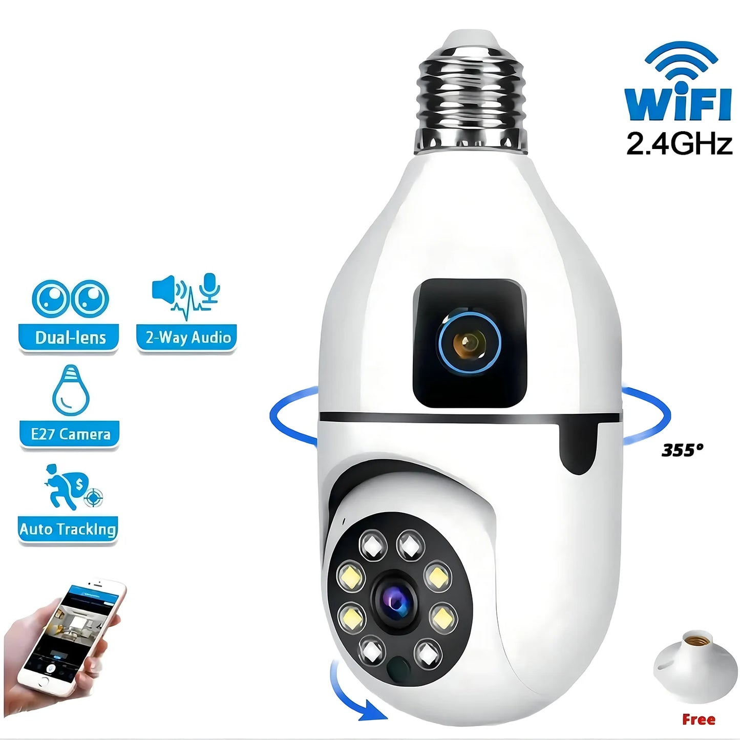 Telecamera a Lampadina IP Wi-Fi Dual Lens YOOSEE 4MP E27