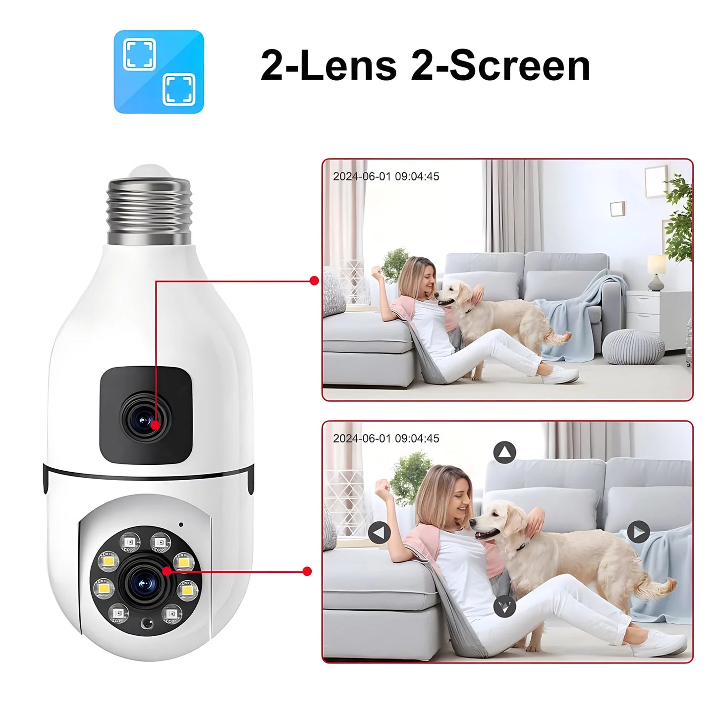 Telecamera a Lampadina IP Wi-Fi Dual Lens YOOSEE 4MP E27