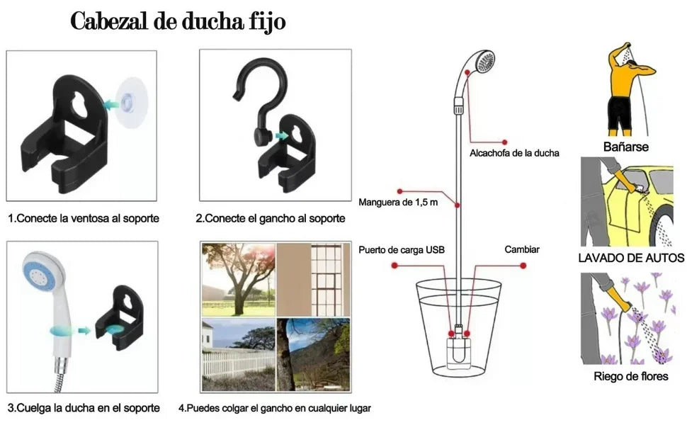 Doccia Portatile Ricaricabile da Campeggio per Esterni